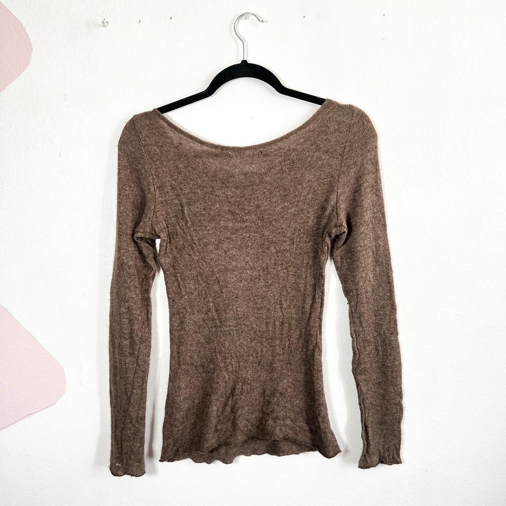 Velvet By Graham & Spencer Brown Wool Blend Sweater Sz Small‎ - Picture 2 of 7